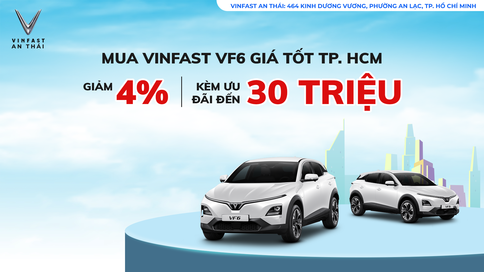 MUA VINFAST VF6 GIÁ TỐT TP. HCM - GIẢM 4% KÈM ƯU ĐÃI ĐẾN 30 TRIỆU ĐỒNG!